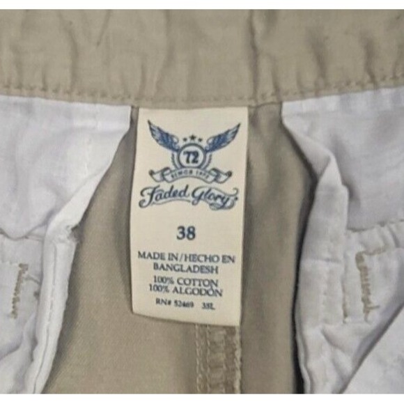 Faded Glory Men's Khaki Cargo Shorts Size 38 Outdoor Pockets Casual Wear - Picture 2 of 8